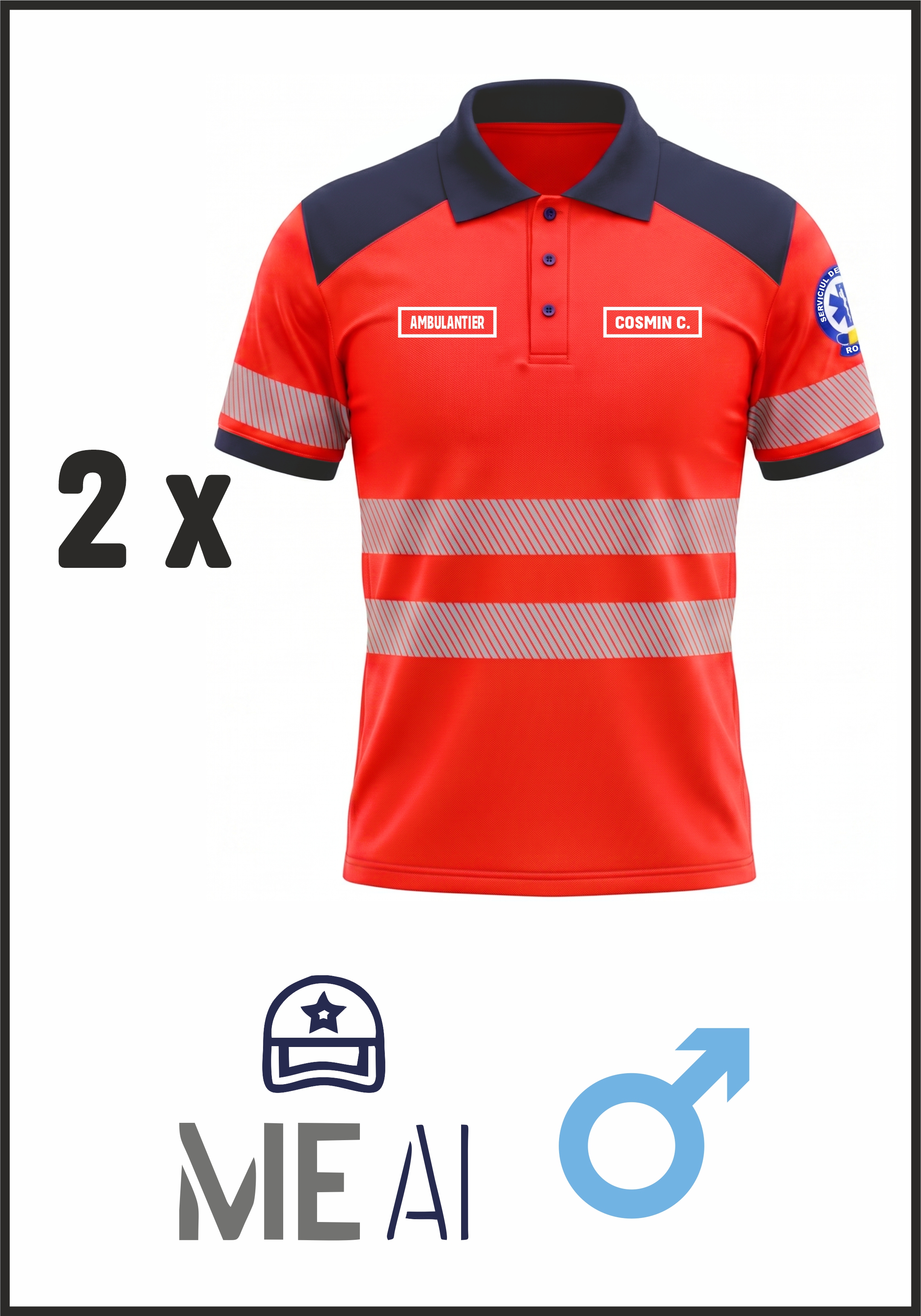  Set Tricouri Polo 100% Bumbac  - Ambulanță 