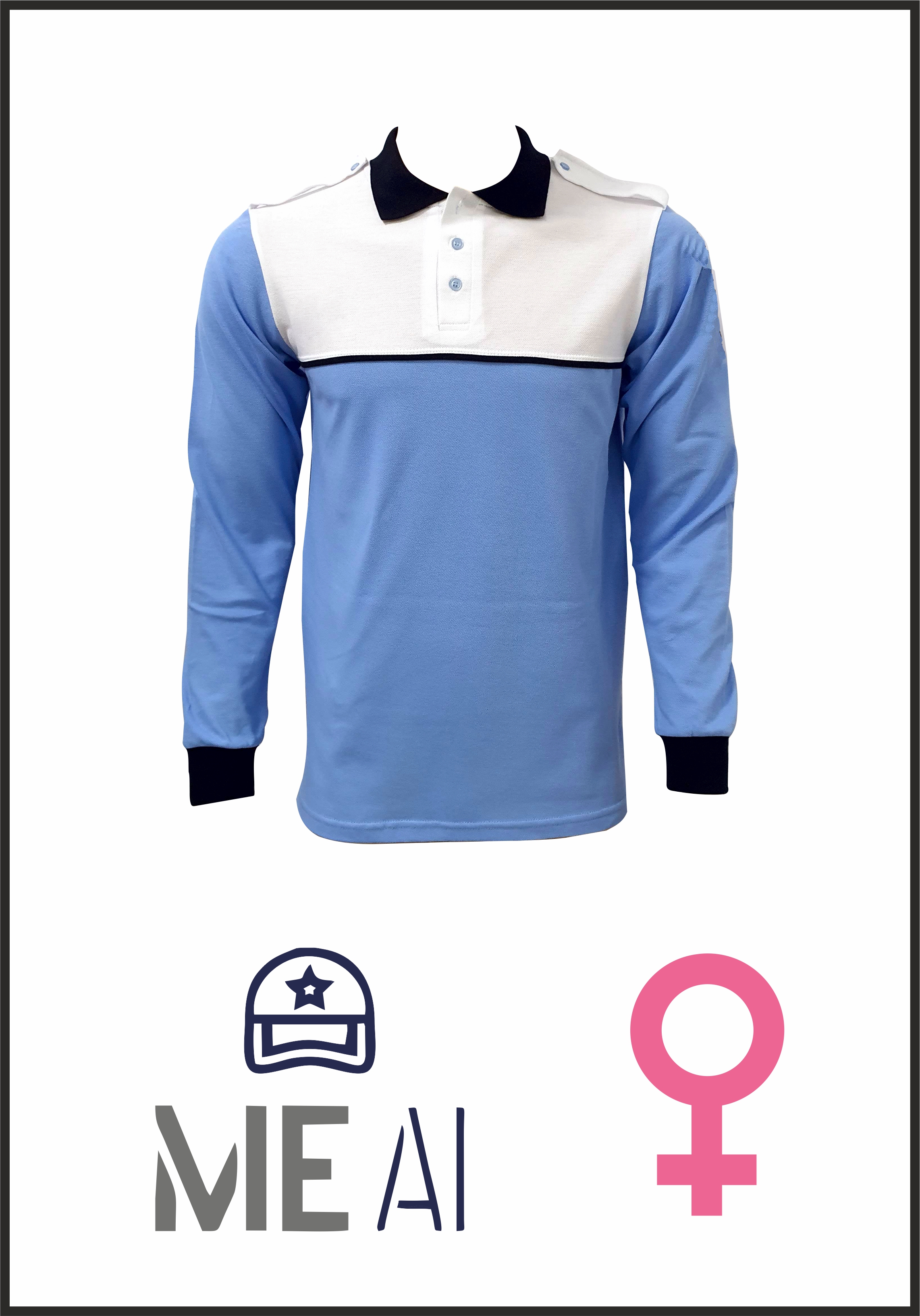 Bluză Polo Alb/bleu - Combat Damă