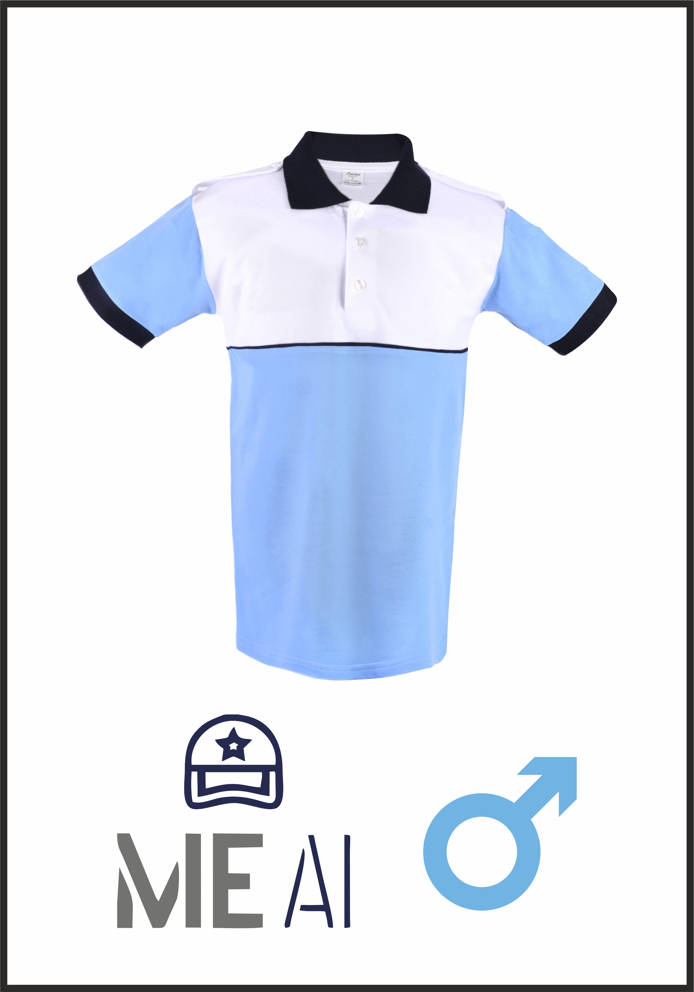 Tricou Polo Alb/bleu - Combat Bărbat
