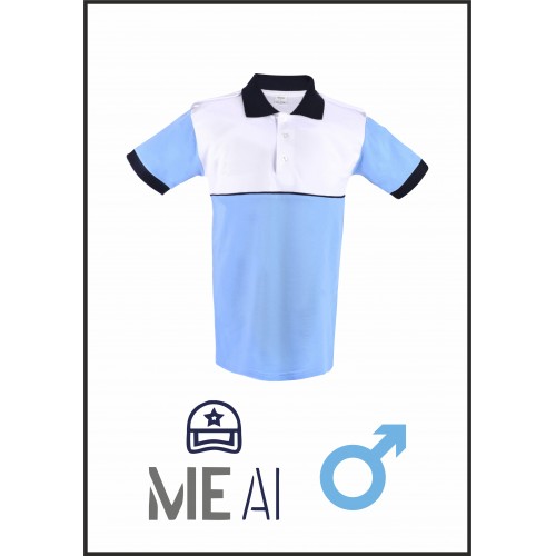 Tricou Polo Alb/bleu - Combat Bărbat