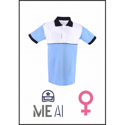 Tricou Polo Alb/bleu - Combat Damă