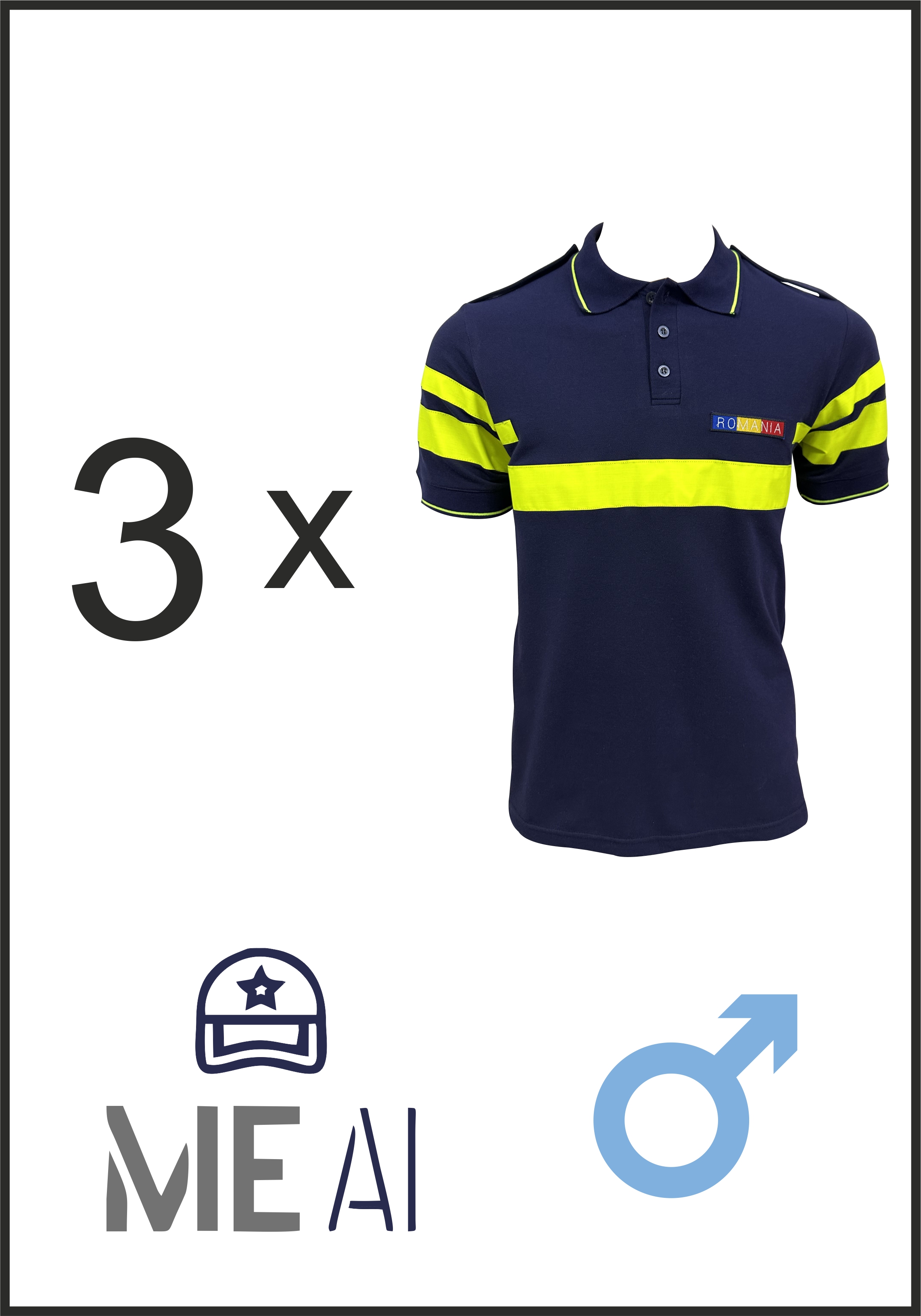 Set 3 Tricouri Polo Reflectorizant - Combat Bărbat