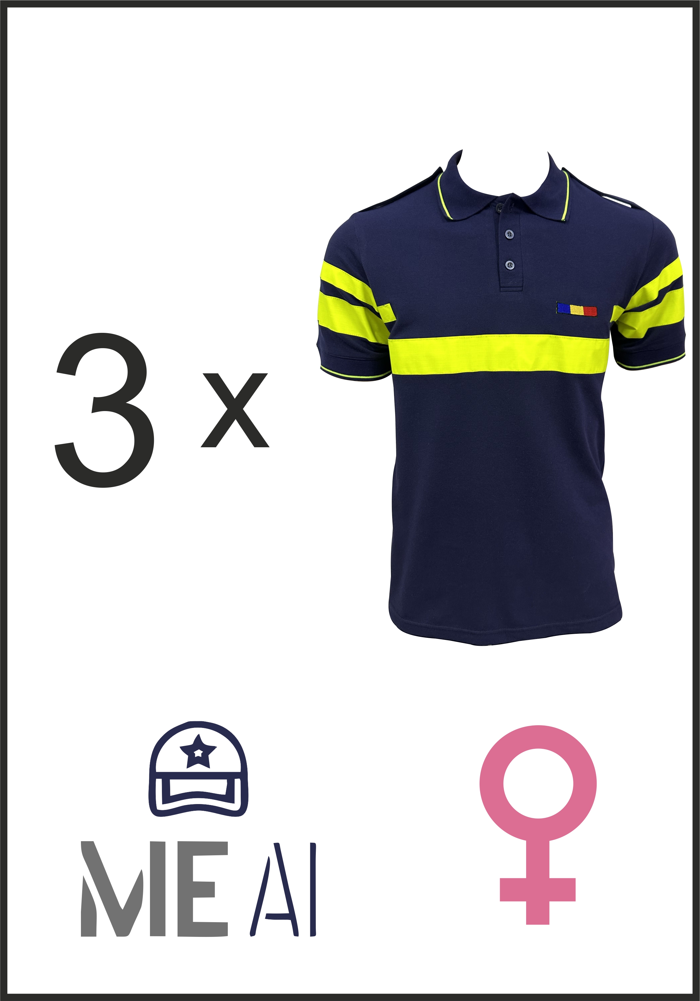 Set 3 Tricouri Polo Reflectorizant - Combat Dama