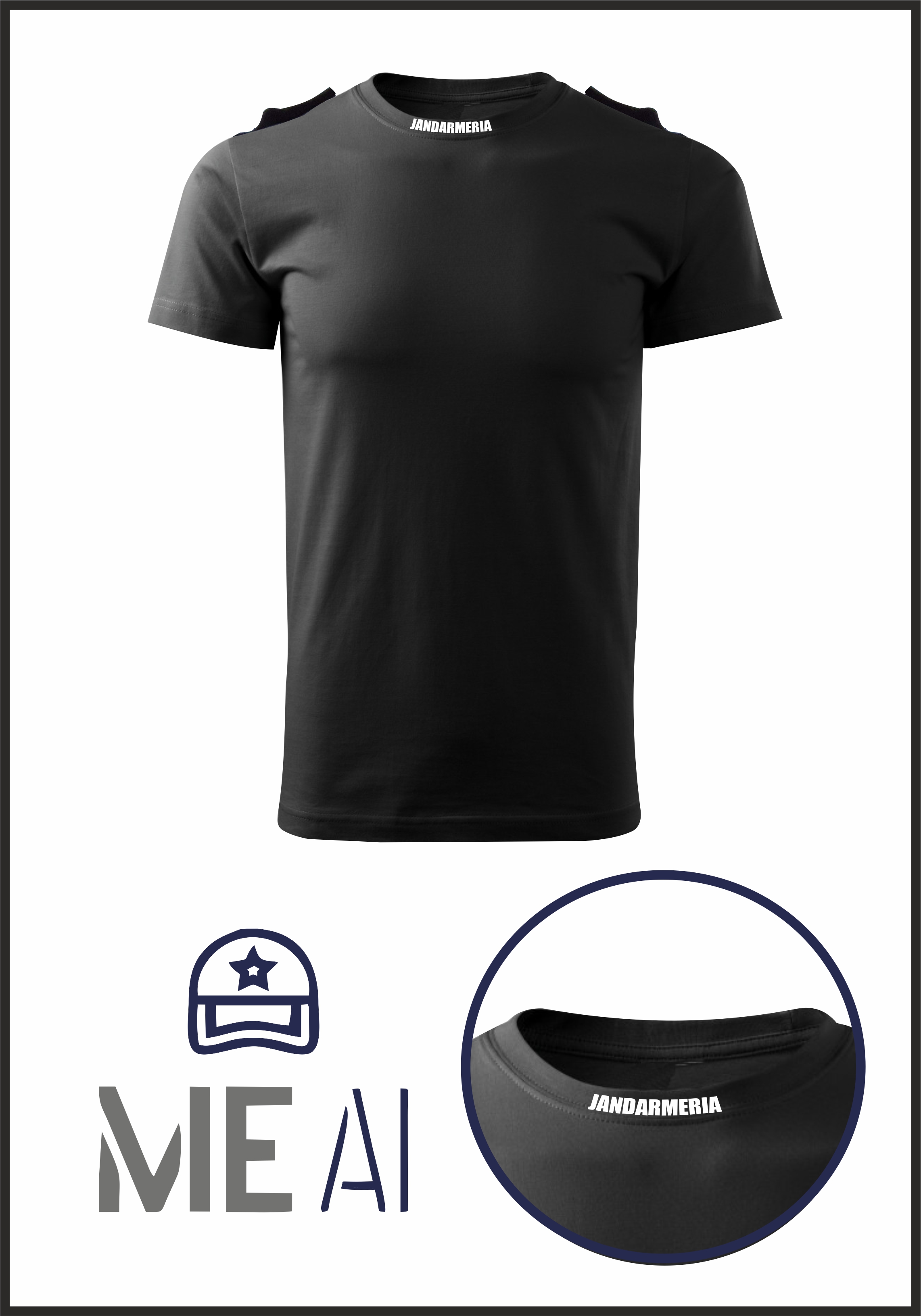 Tricou Glat NEGRU - Jandarmeria Română