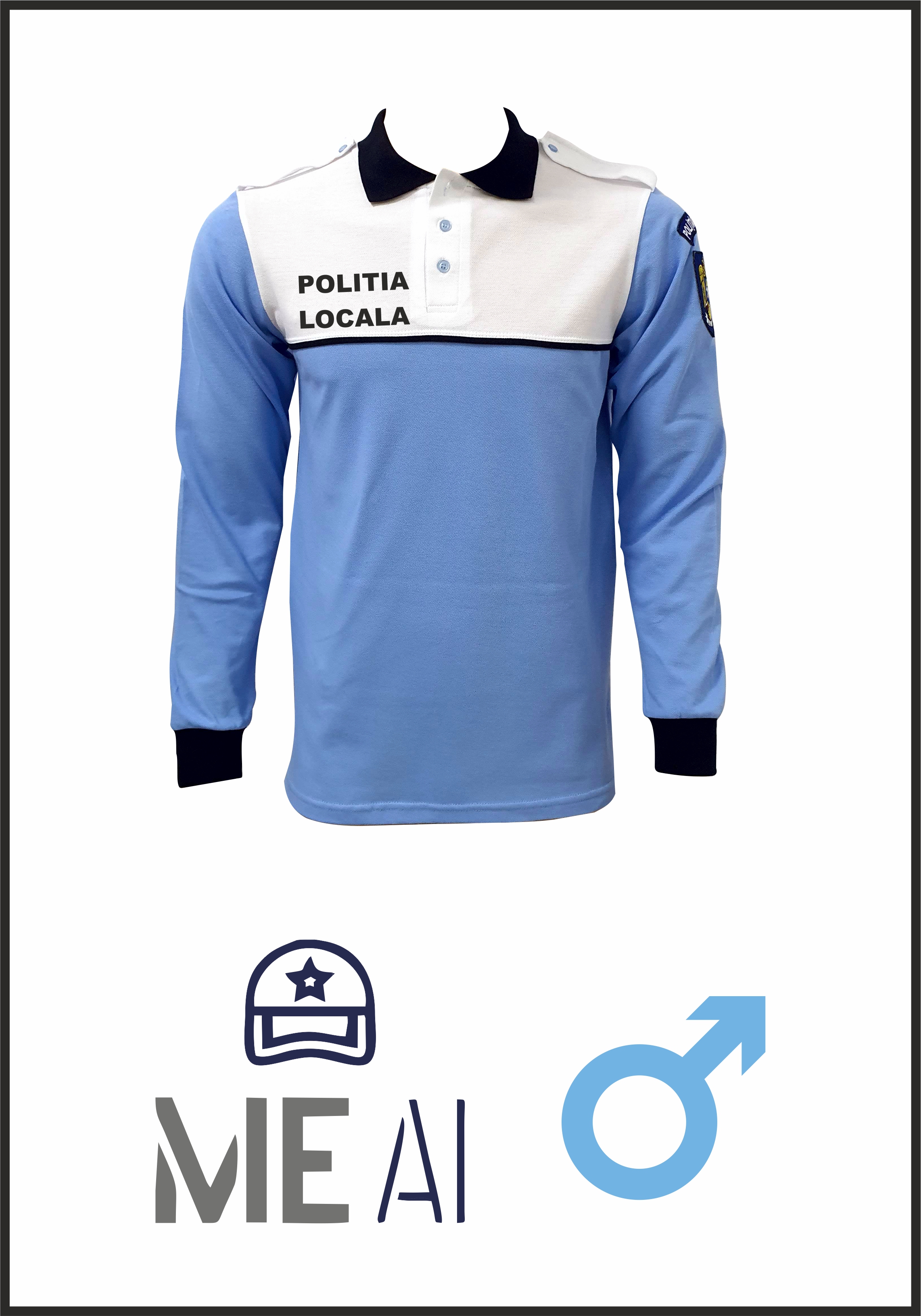 Bluză Polo Alb/bleu - Poliția Locală Rutieră Bărbat