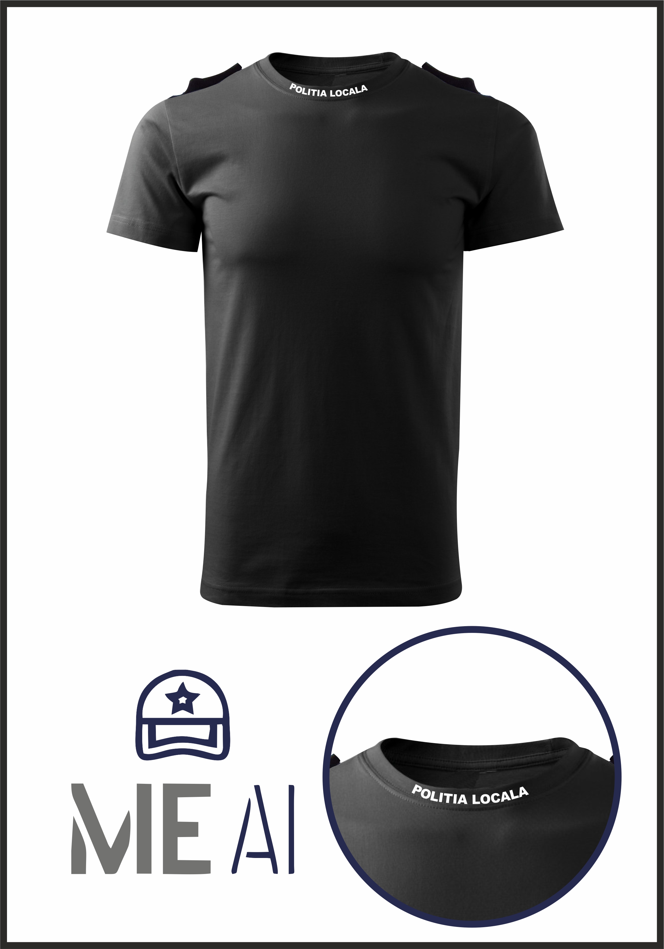 Tricou Glat Negru - Poliția Locală