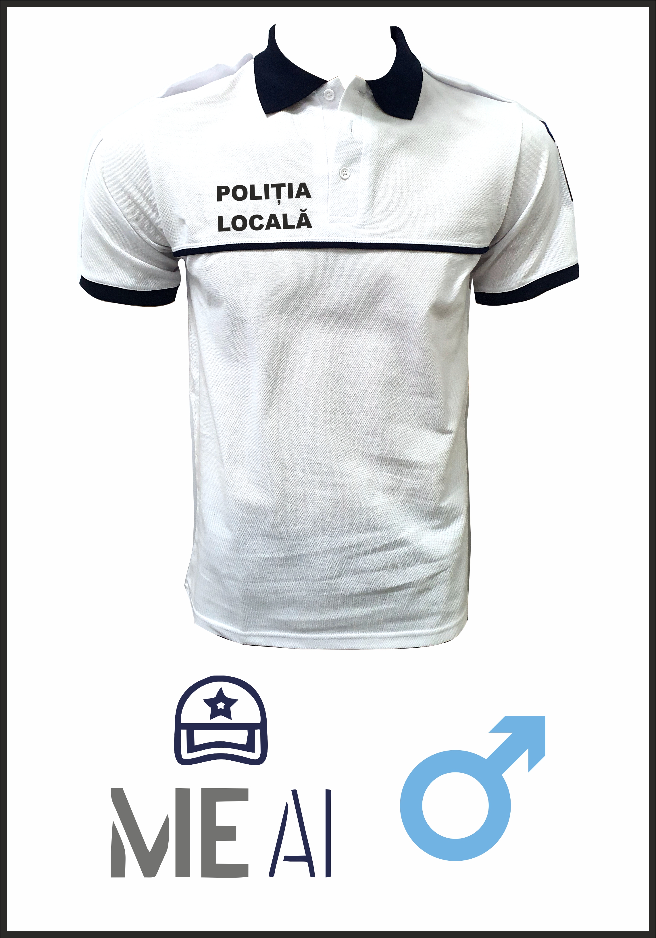 Tricou Polo Alb - Poliția Locală Bărbat