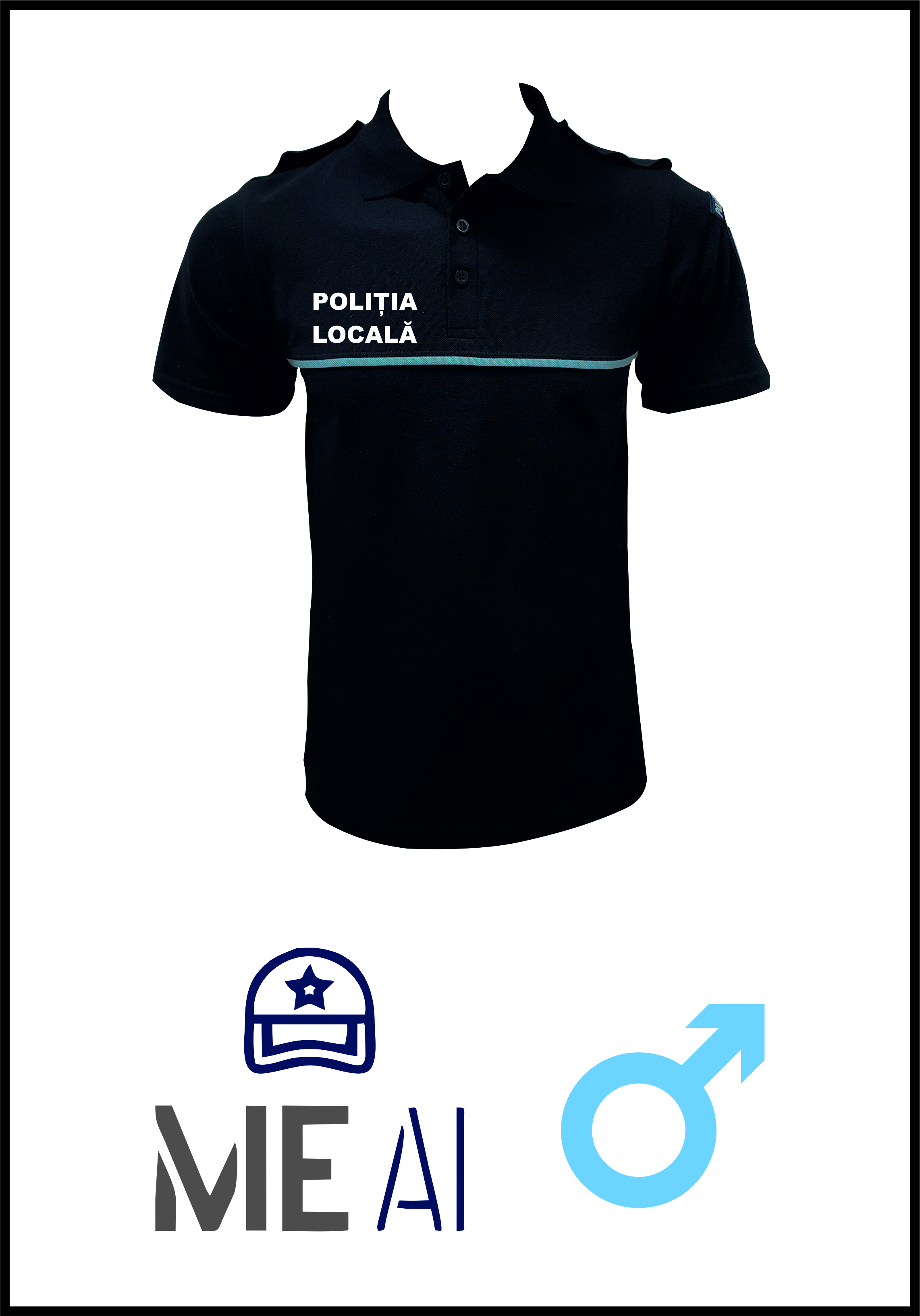 Tricou Polo Negru - Poliția Locală Bărbat