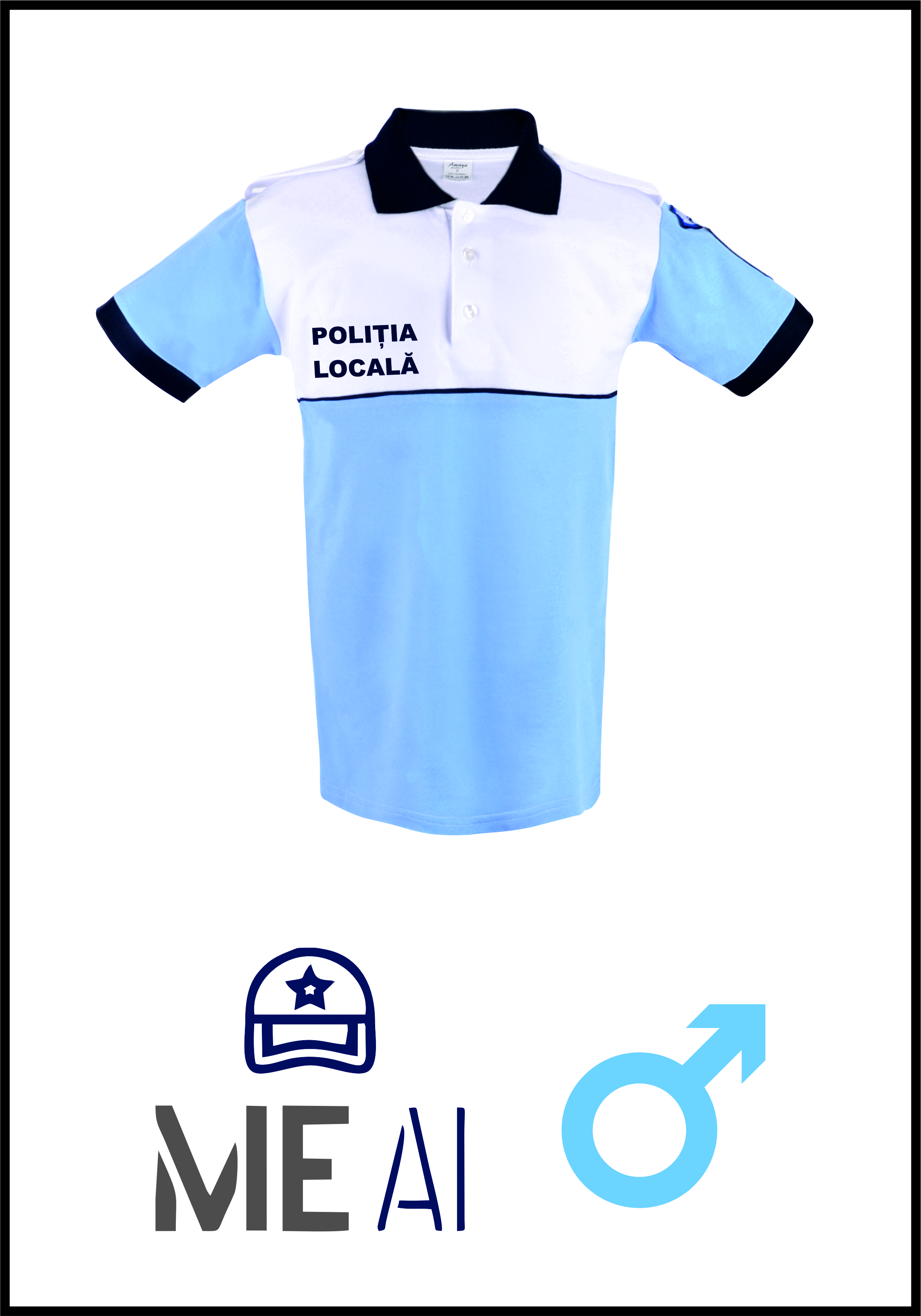 Tricou Polo Alb/Bleu - Poliția Locală Barbat
