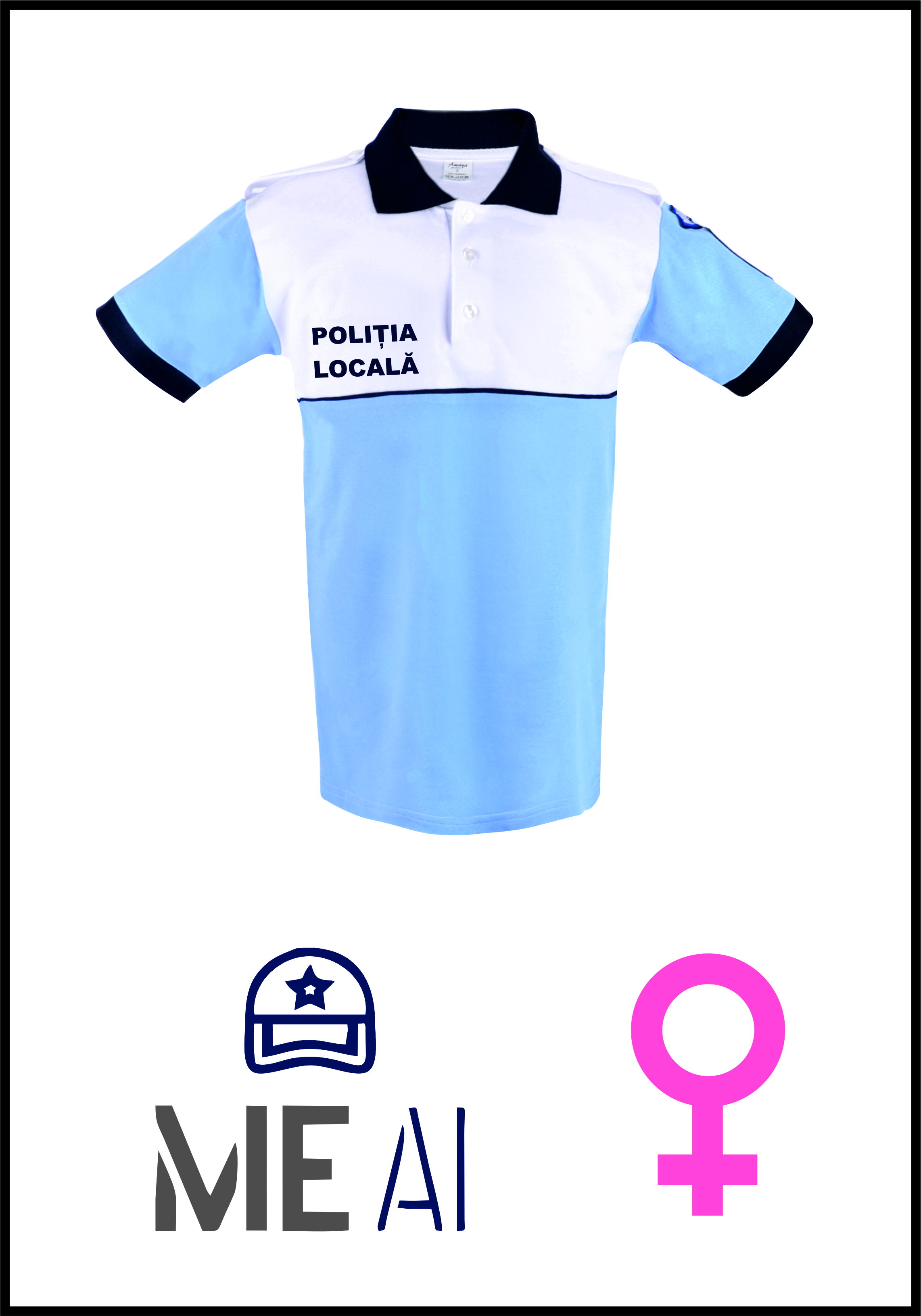 Tricou Polo Alb/Bleu - Poliția Locală Damă