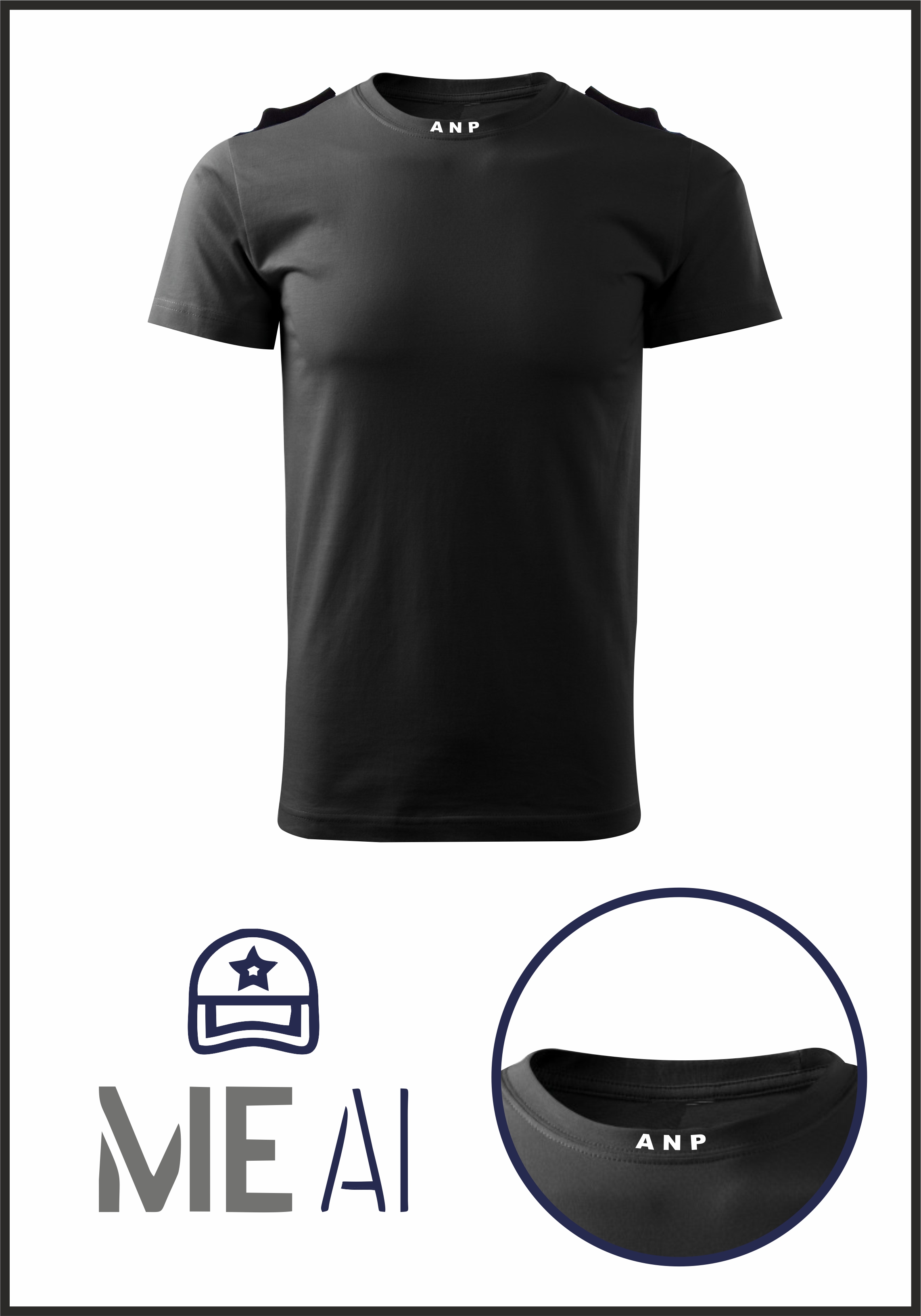 Tricou Glat Negru - ANP Bărbat