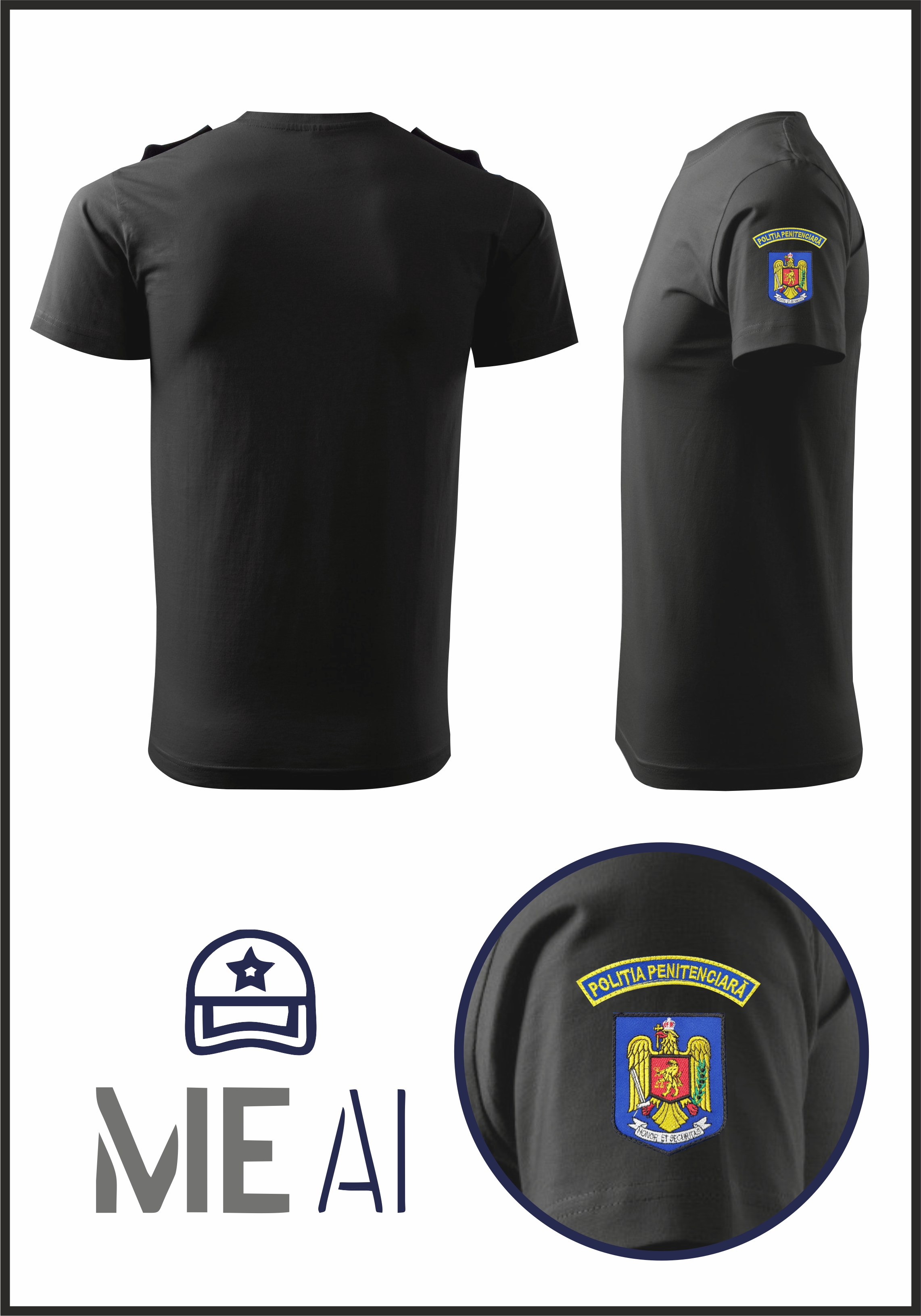 Tricou Glat Negru - ANP Bărbat