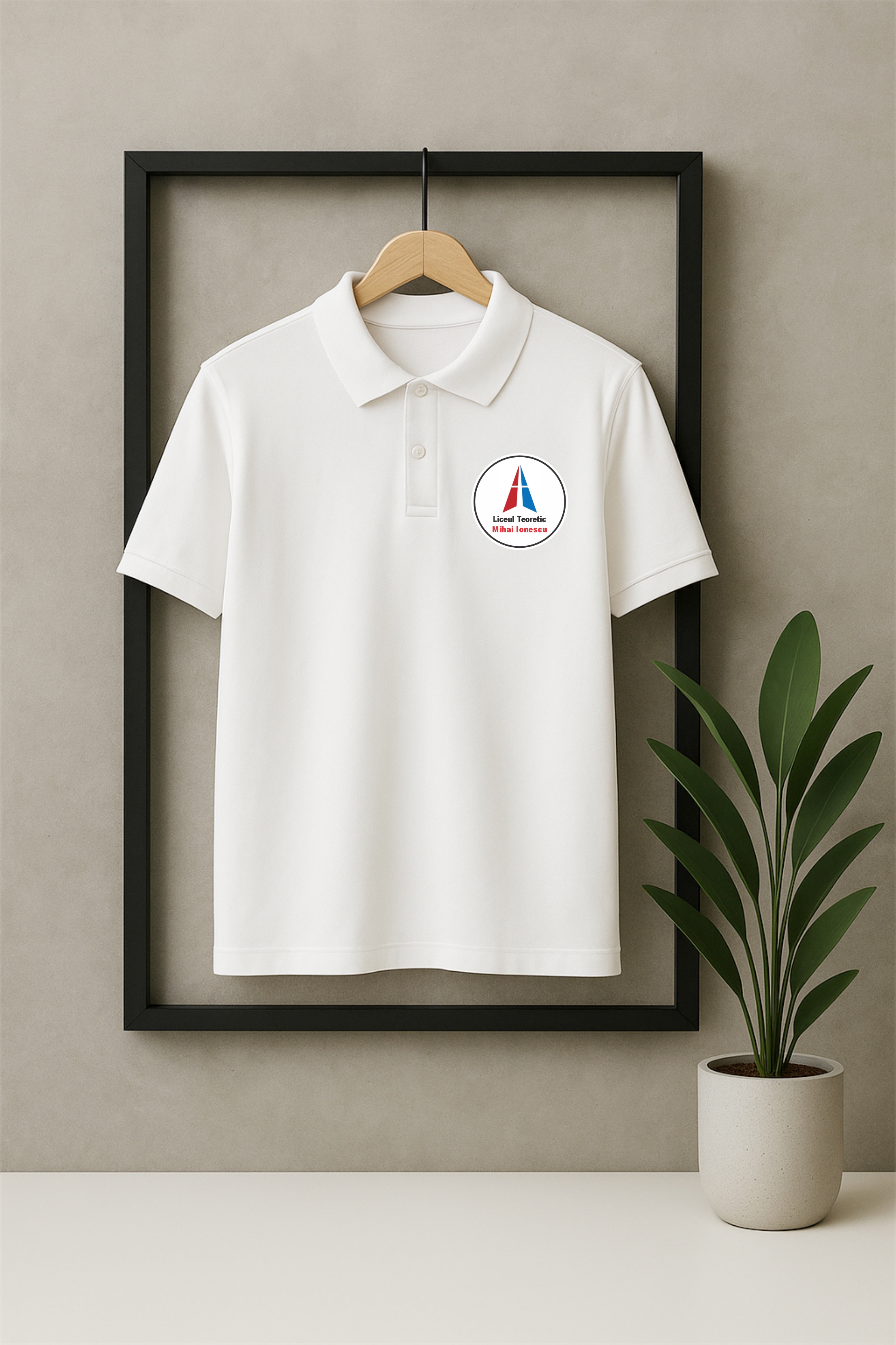 Tricou Polo Alb Unisex - Liceul Teoretic "Mihai Ionescu"