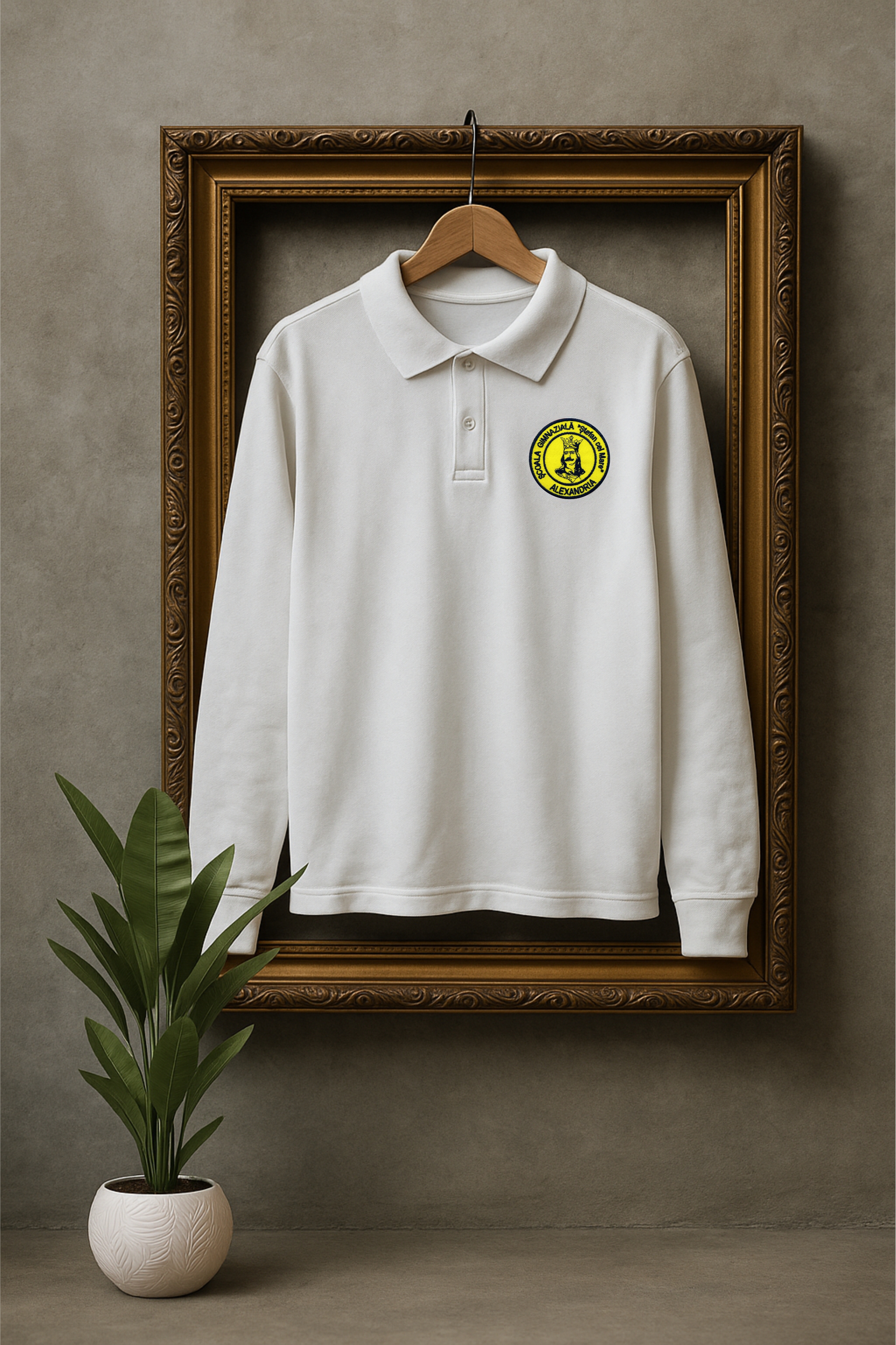 Bluză Polo Alb Unisex - Ștefan cel Mare