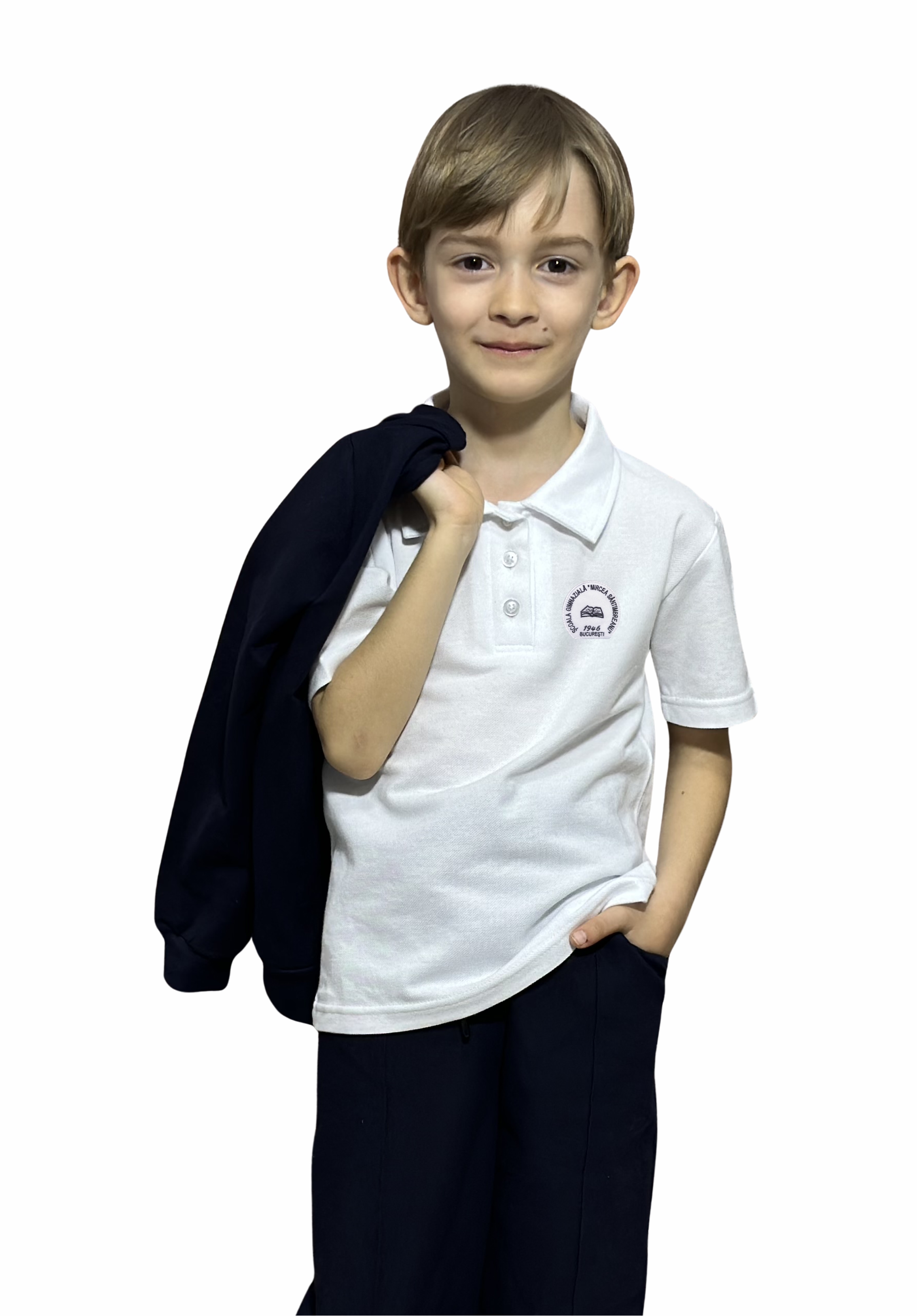 Tricou Polo Alb Unisex - M. Sîntimbreanu