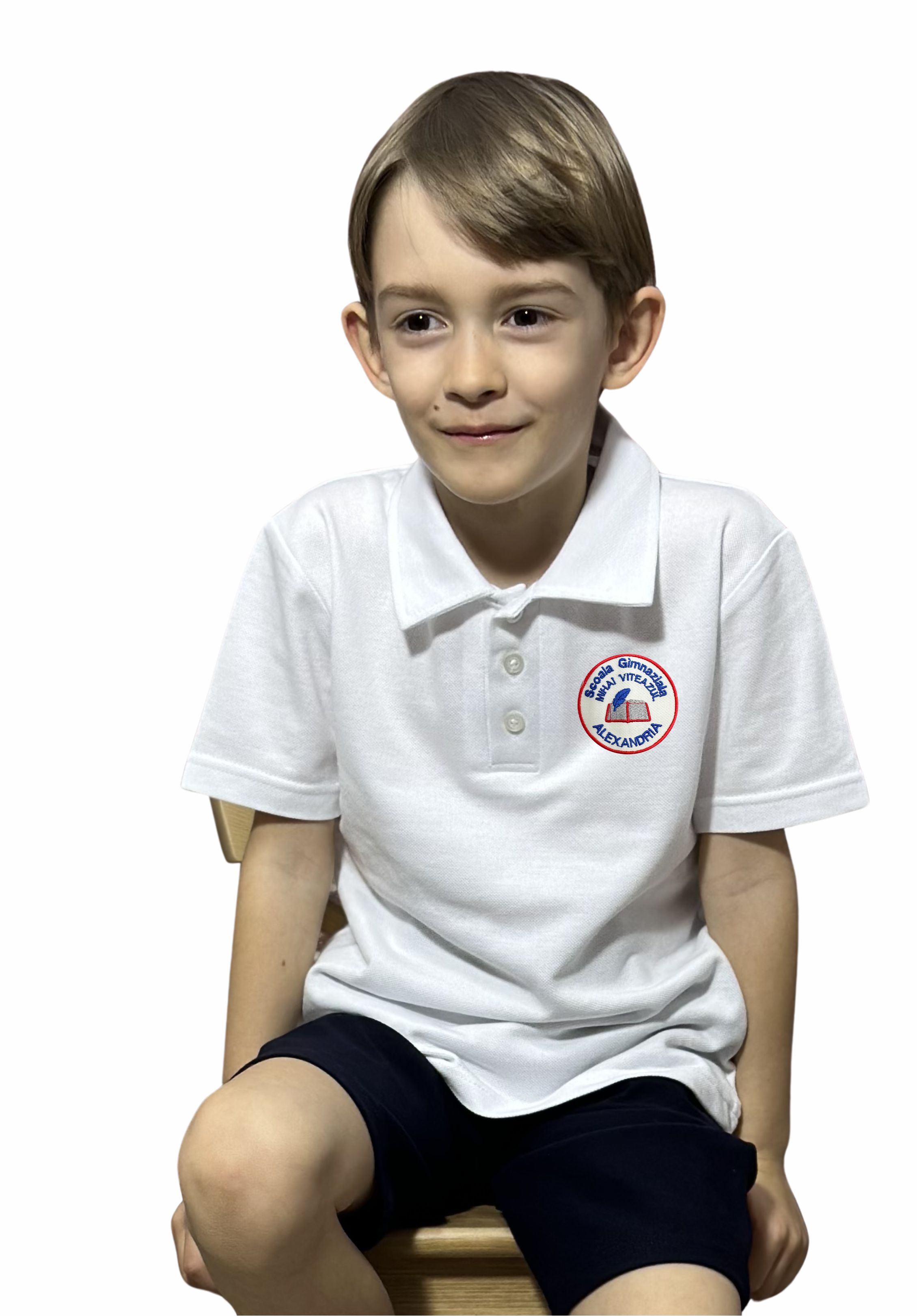 Tricou Polo Alb Unisex - Mihai Viteazul Nr. 2