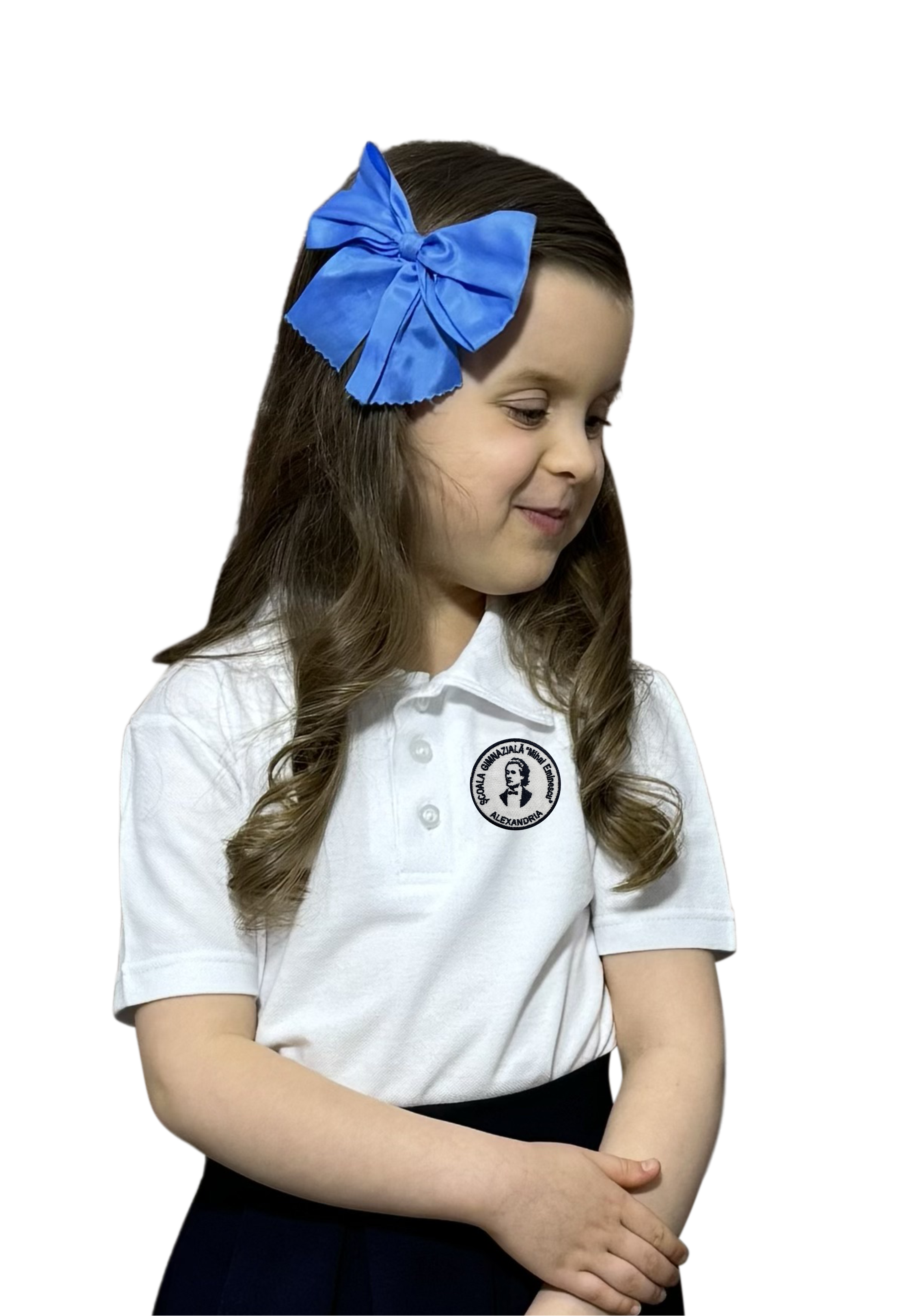 Tricou Polo Alb Unisex - Școala Mihai Eminescu