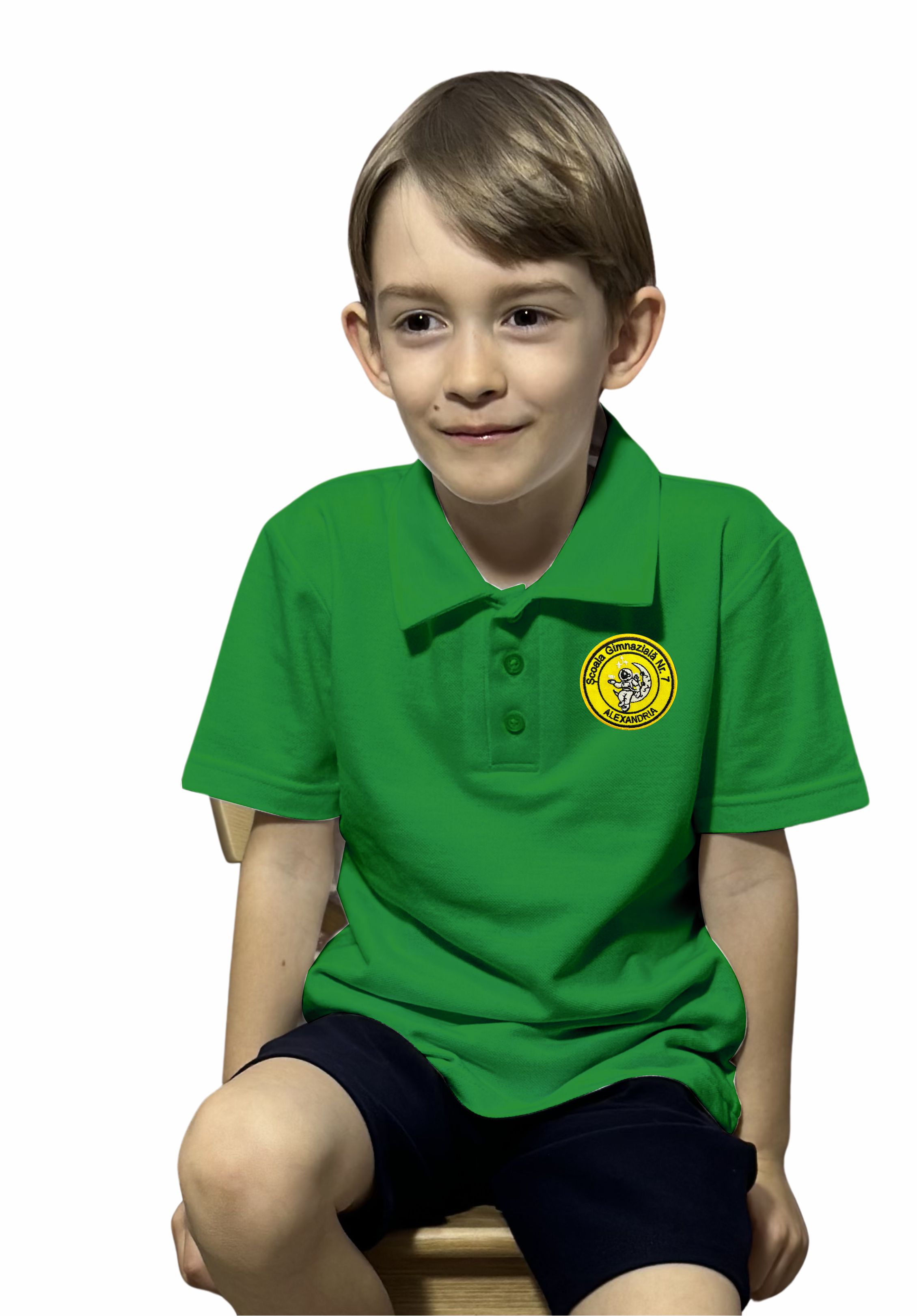Tricou Polo Verde Unisex - Școala Nr. 7 Alexandria